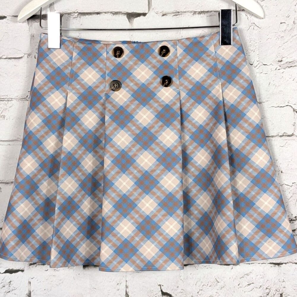 FRENCH KISS Plaid Mini Skort Academia Flirt Euro Girly 90s Y2K Schoolgirl Medium